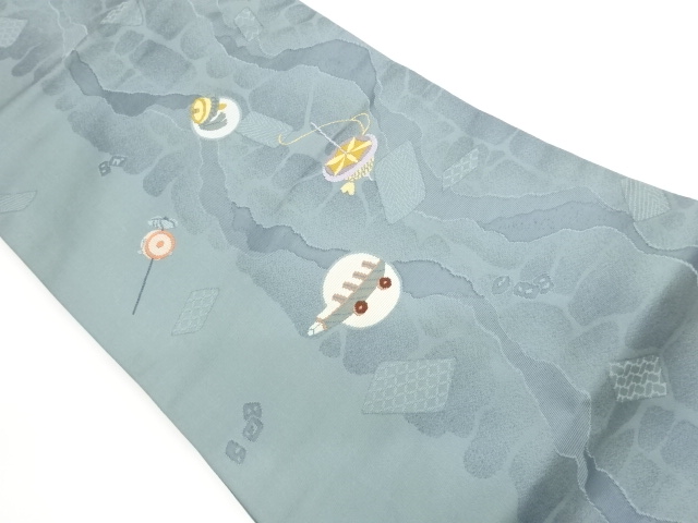 玩具に変わり道長取模様織出し名古屋帯